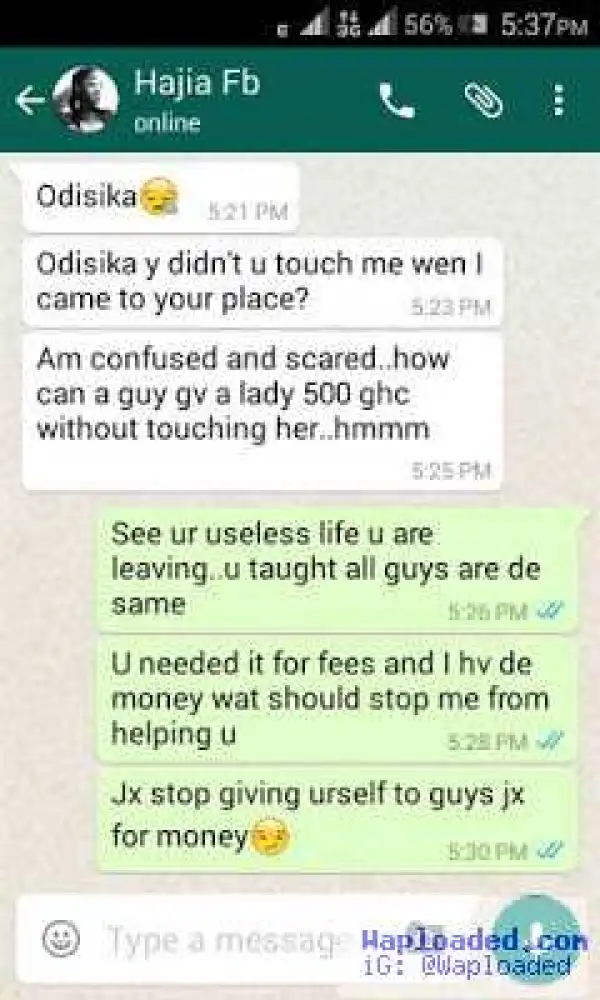 Pretty Girl Shocked After A Guy Gave Her 50k Without Touching Her (Screenshot)